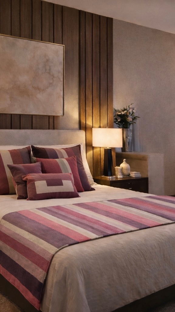 BED RUNNER BAR CODE - PURPLE RED KING SIZE