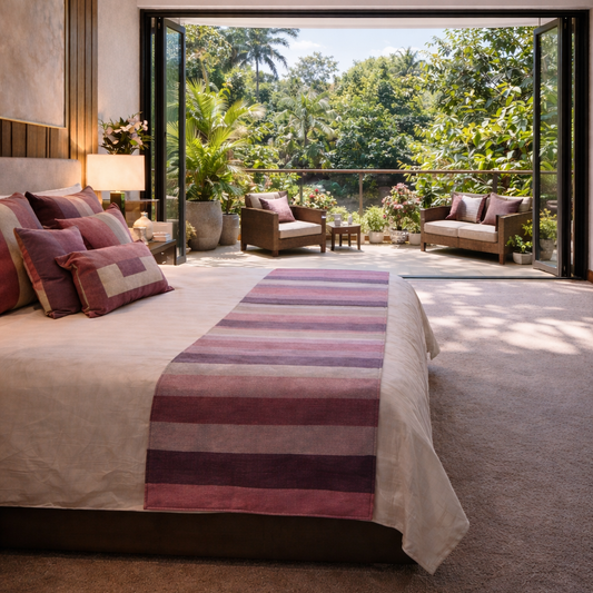 BED RUNNER BAR CODE - PURPLE RED KING SIZE